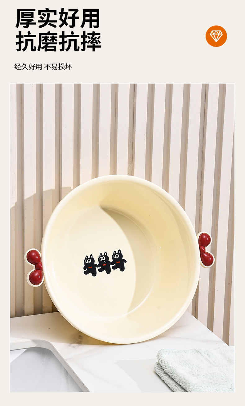 Wholesale G364 washbasin, plastic handle cartoon thickened household cute basin, student dormitory laundry basin, multi-purpose water basin pic 4
