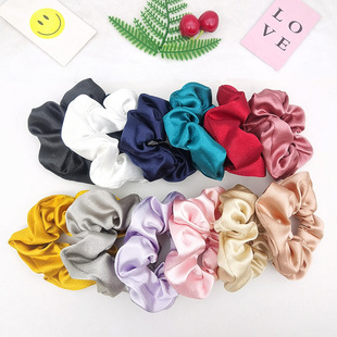Cross border europa y Estados Unidos color sólido cristal satén cuerpo grueso rizo de pelo francés retro gordos cordón de cabeza diy paño elástico accesorios para el pelo pic 5