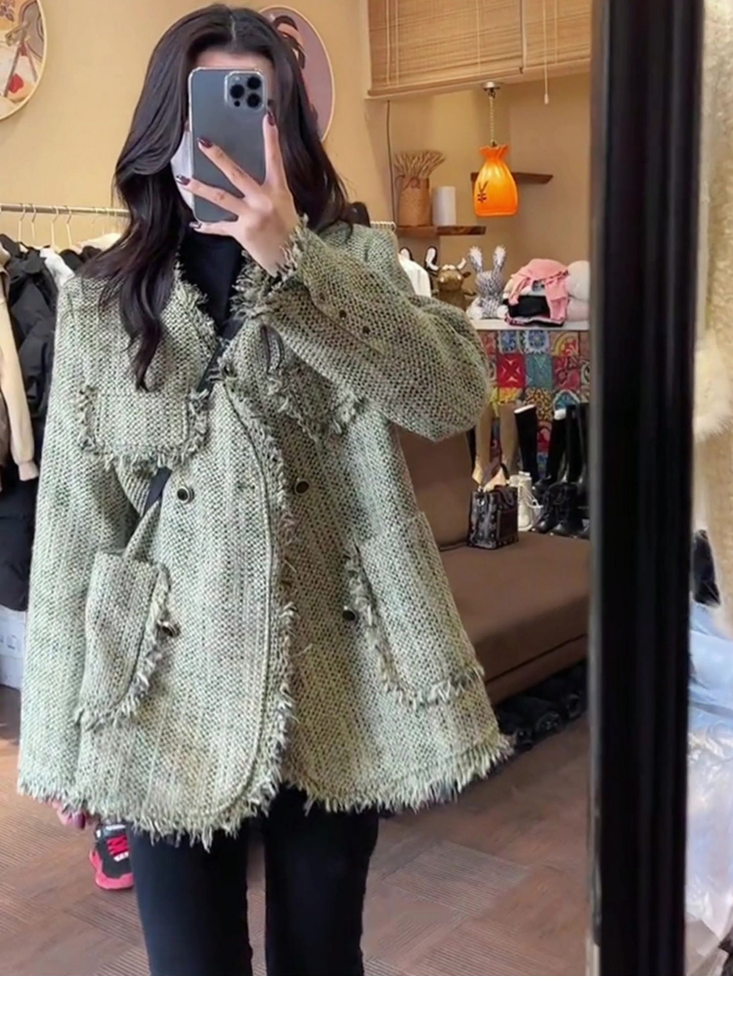 A new Korean-style loose tassel and small Chanel fringed thickened coat for women in the autumn and winter of 2023 pic 13