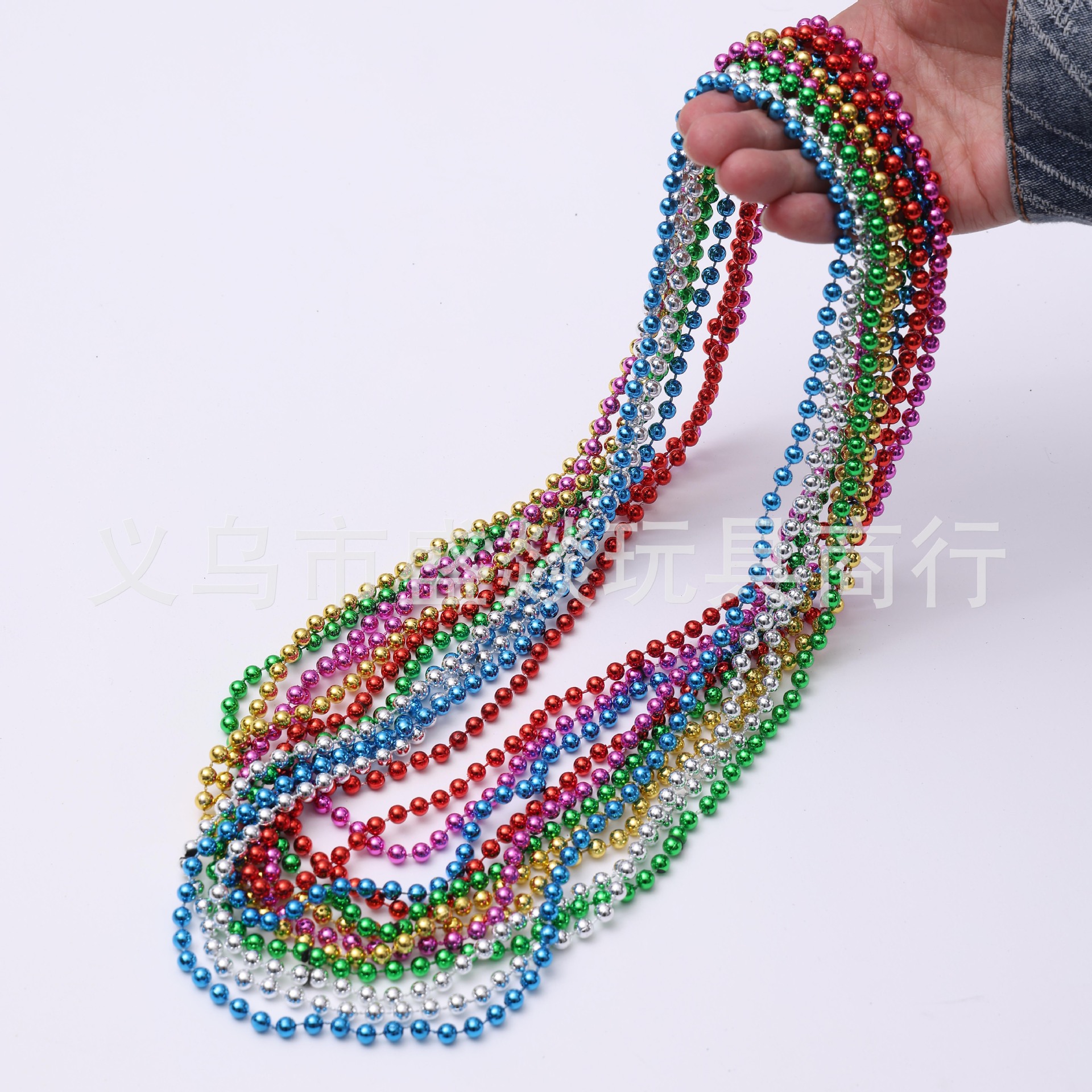 跨境6mm电镀珠链彩色项链独立日项链狂欢节万圣节派对波珠链详情8