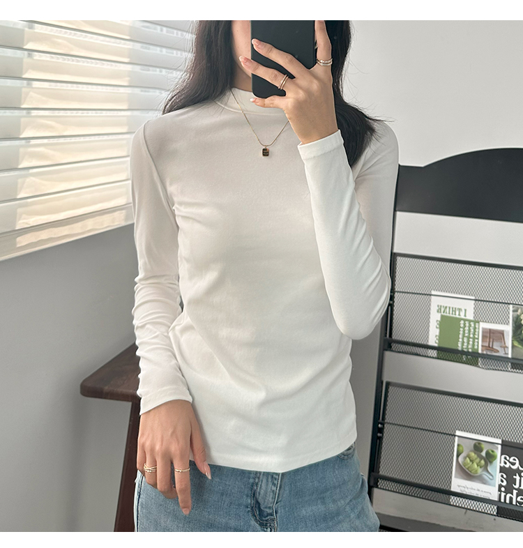 深灰色打底衫内搭小立领棉长袖t恤女黑色半高领初秋早秋上衣女潮详情15