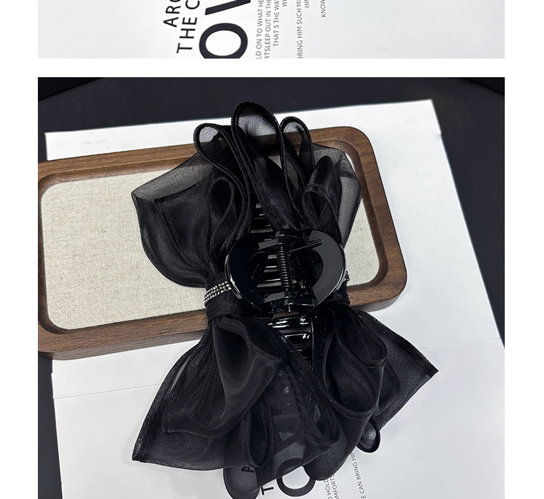 国潮系列高级感超仙网纱蝴蝶结发夹黑色精致水钻抓夹2025新款鲨鱼夹子头饰详情9
