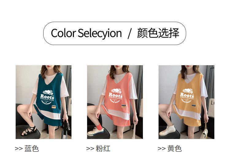 A two-piece short pants casual sportswear set for women in summer, Korean style short-sleeved sportswear, fashionable, loose and youthful two-piece set pic 5