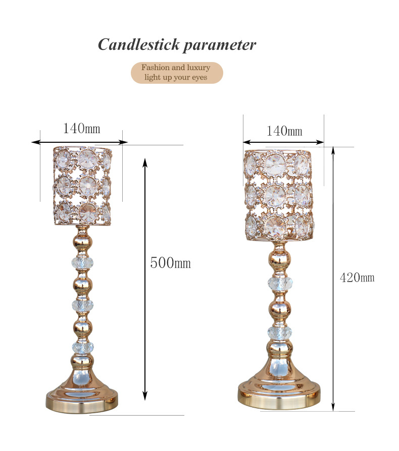 Cross-border best-selling European-style iron dining table candlestick ornaments, crystal candlesticks, home decorations, candlelight dinner props, candlesticks pic 5