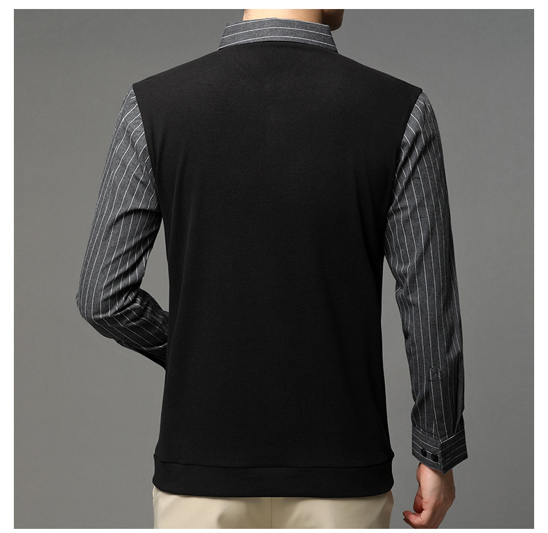 Spring and Autumn new style two-piece knitted long-sleeved T-shirt, fashionable Korean version business lapel base layer for middle-aged and young men A551 pic 13