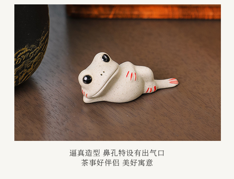 禅意陶瓷佛系陶瓷荷叶莲叶小青蛙茶室茶桌装饰网红个性茶宠香炉新详情13
