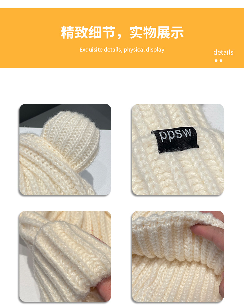 Japanese-style sweet and cute bear hat, winter Korean-style face-enhancing small knitted hat, thickened warm ear-protecting woolen hat for women pic 56