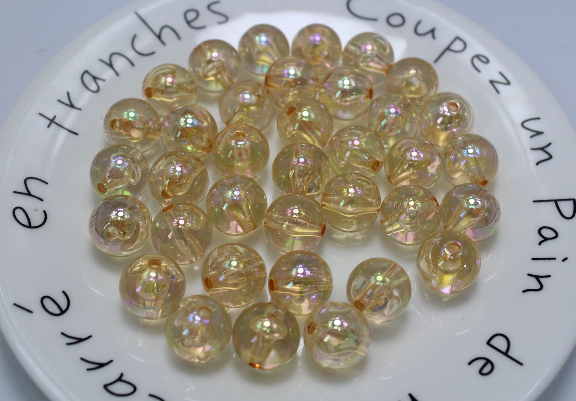 Acrylic through-hole round beads 16mm straight hole transparent UV-plated beads diy jewelry material, wholesale of string beads and loose beads pic 3