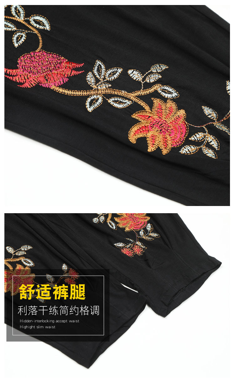 2020新款阔太太夏装九分裤装中老年女妈妈洋气裤子灯笼裤加肥加大详情12