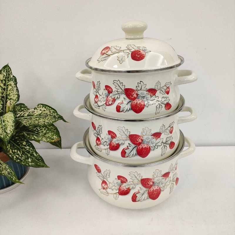 811D three-piece set, thickened and raised anti-overflow enamel pot, 20-24cm soup pot pic 5