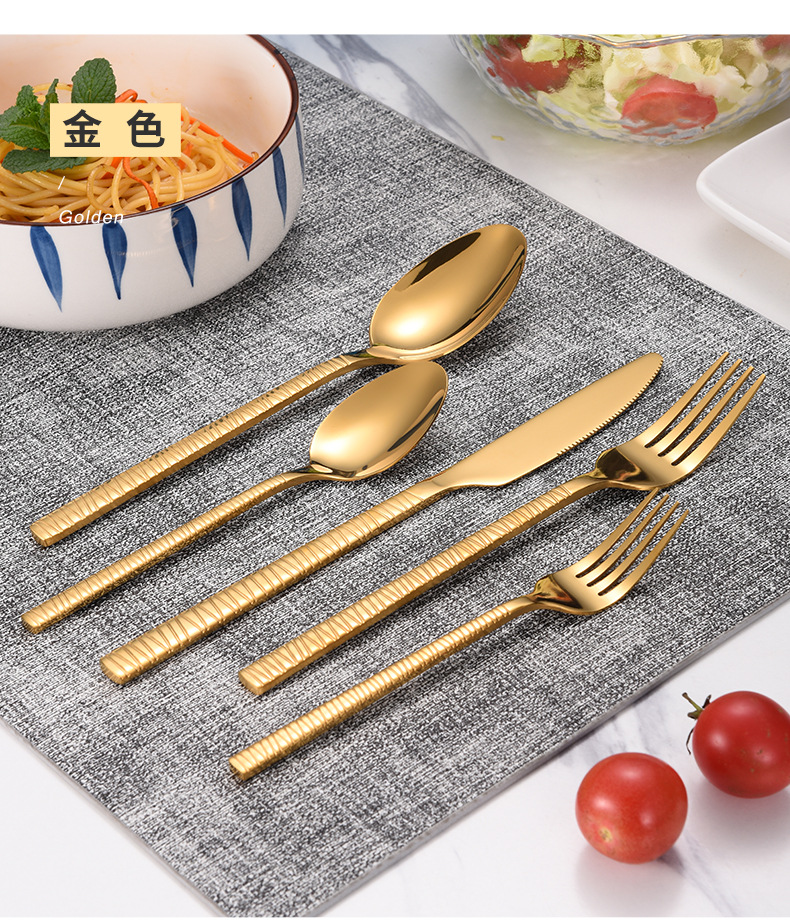 不锈钢刀叉勺套装跨境24件套方柄高颜值西餐餐具牛排刀叉勺子批发详情15