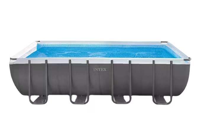 intex 26356 Dark grey rectangular tubular frame pool Outdoor family swimming pool Courtyard rectangular pool pic 7