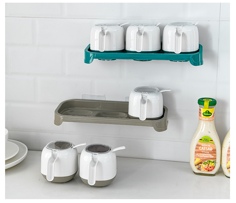 Factory direct sales of new creative plastic seasoning boxes, no drilling, no marks, wall-mounted kitchen seasoning storage boxes wholesale pic 16