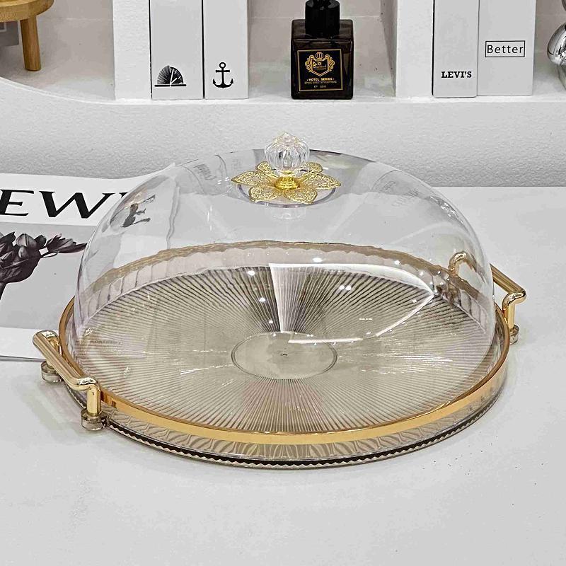 35蛋糕托盘家面包水果试吃盘带盖子透明塑料罩甜品盘蛋糕展示托盘详情5