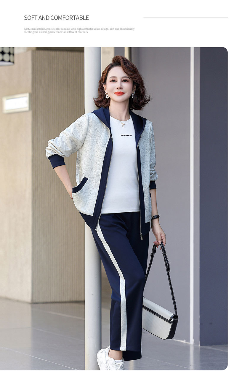 Madre de edad media otoño traje 2024 nuevo medio y viejo mujer otoño chaqueta casual abrigos moda ropa deportiva pic 13