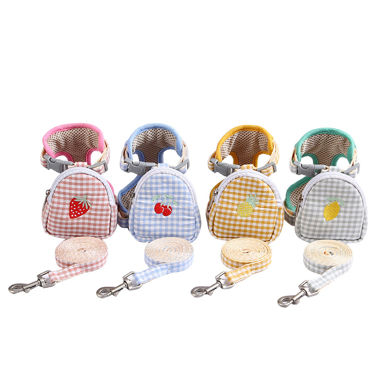 Korean-style fruit chest vest cat pet breathable and cute, customizable outdoor pet walking leash products pic 13
