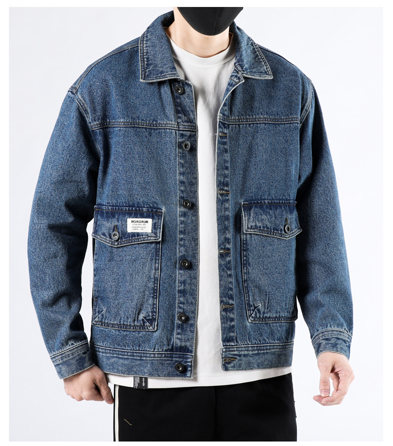 2023年秋季新款牛仔外套男士宽松潮牌帅气牛仔衣纯棉男工装夹克潮详情31