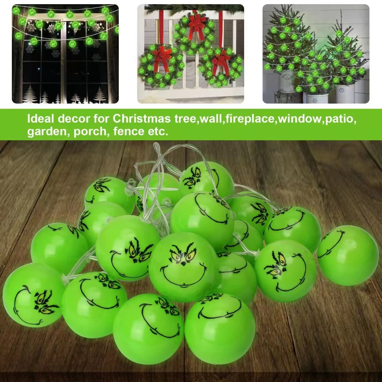 跨境爆款热销LED灯格林奇grinch卡通氛围装饰圣诞灯串批发详情14