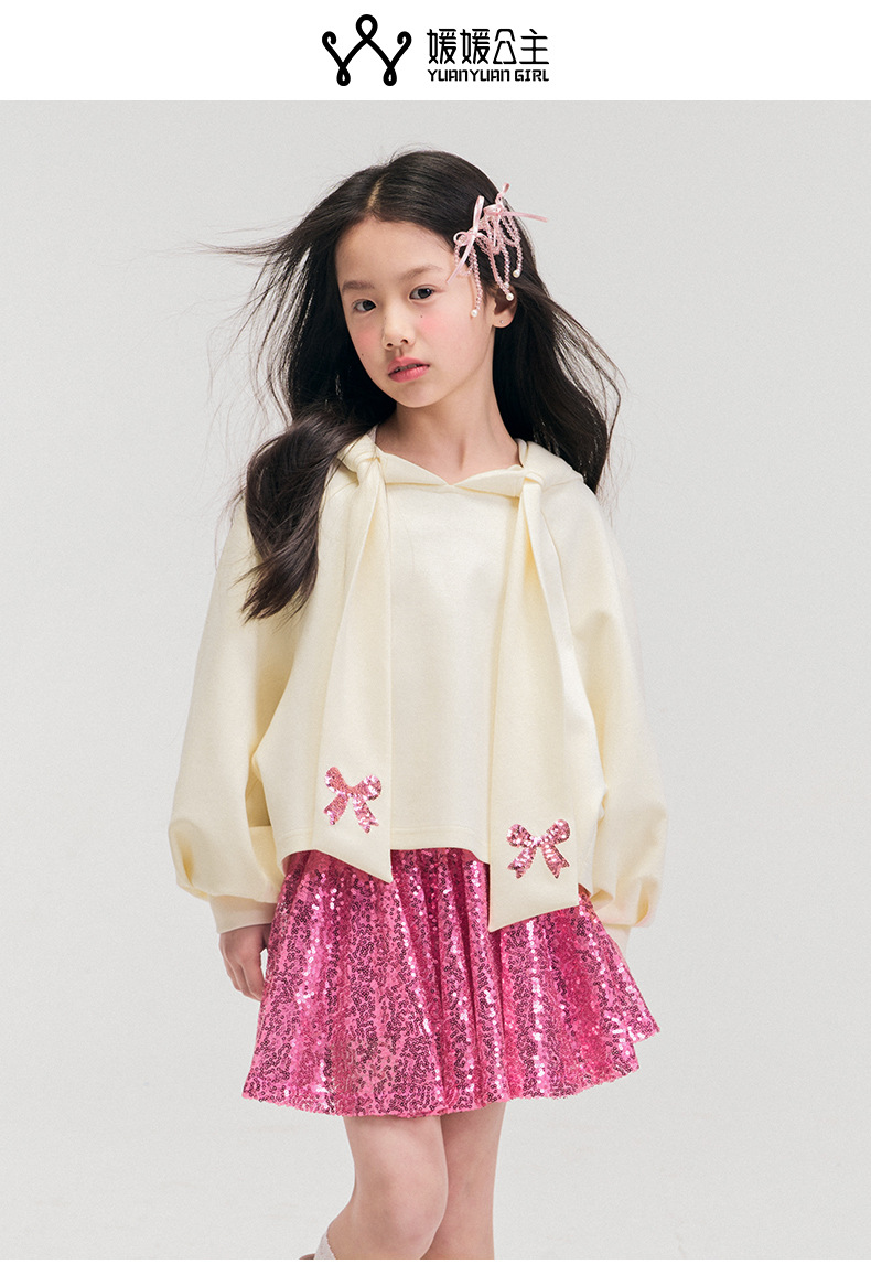 女童卫衣春款2025新款洋气小女孩长袖圆领衣服儿童时髦套头上衣详情2