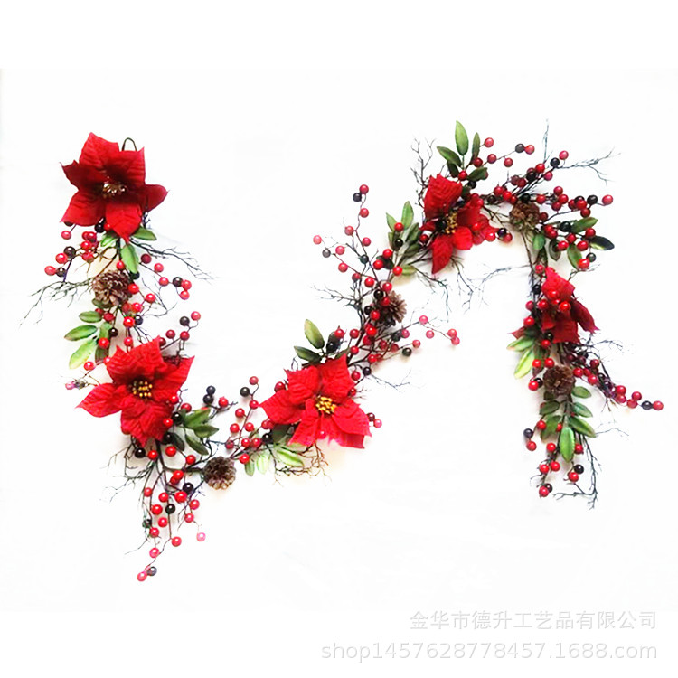 Desheng Factory supplies hotel and shopping mall scene decoration, Christmas hanging ornaments, decorative items, red fruits, Christmas flowers and rattan DIY pic 5