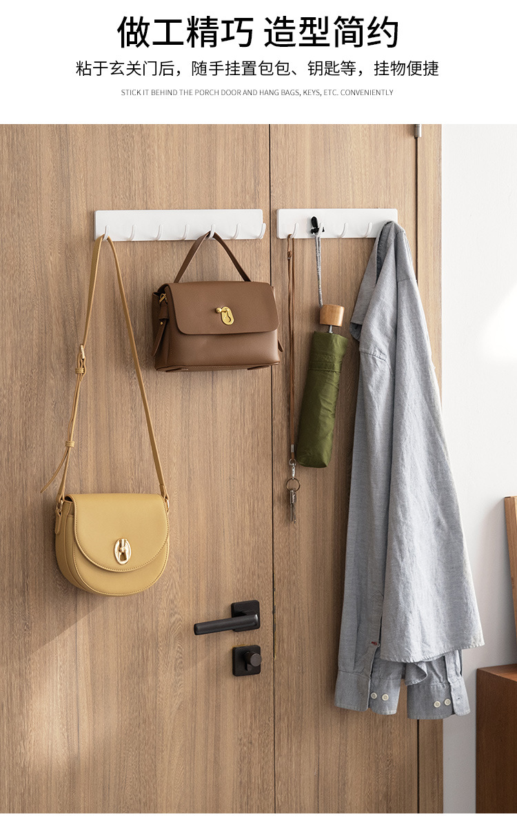 Simple hooks for hanging towels on the wall, a row of clothes hangers in the bathroom, long strips of adhesive, and a row of hooks for kitchen clothes without the need for drilling pic 4