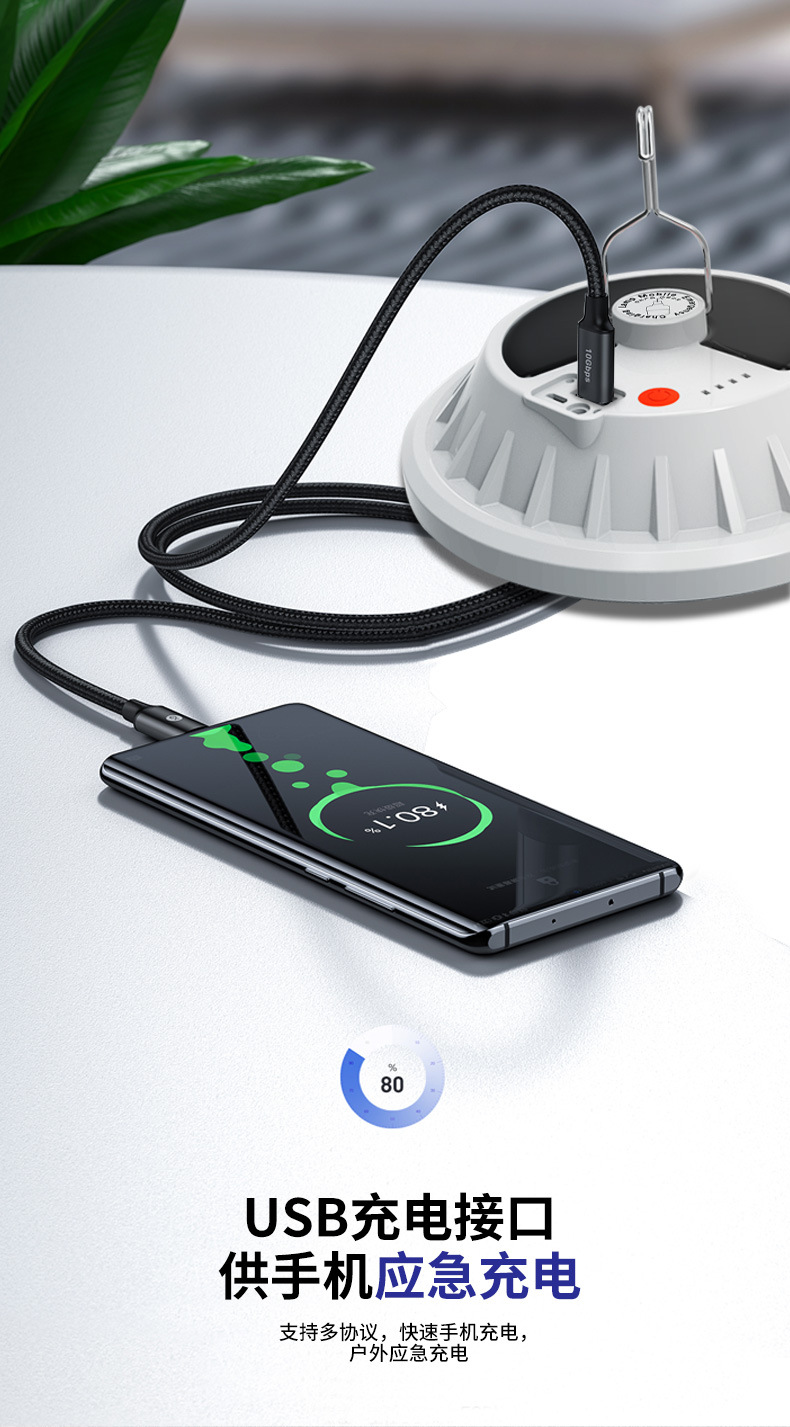 Solar-charged LED flying saucer lights, household power outage emergency bulbs, outdoor camping lights, night market stall lights pic 8