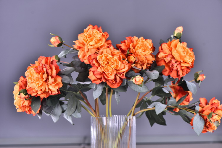 Factory direct sales of 2 simulated peonies, retro charred edge simulated peonies, soft decoration floral art for living rooms, lobbies and homestays pic 16