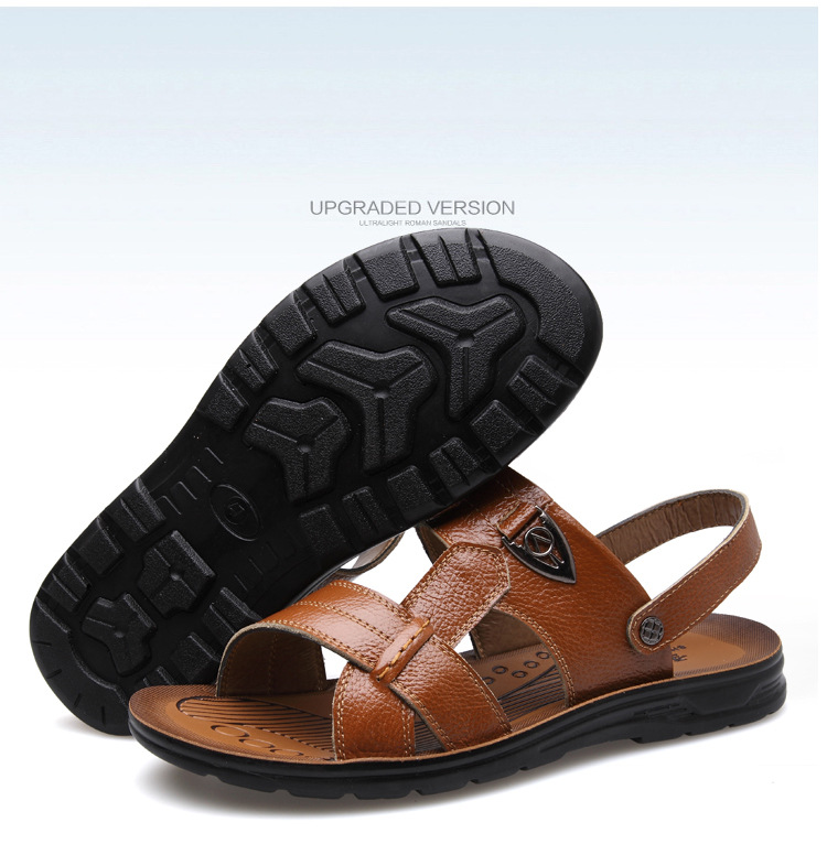 Verano tallas grandes al por mayor 45 46 47 48 49 50 tallas de playa de los hombres capa de piel de vaca sandalias zapatillas hombres pic 34
