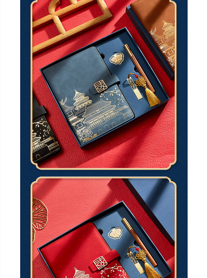 Wenzhou Notebook gift box Set Customization a5 notebook with high appearance level and thickened national trend office, meeting and business notebook pic 26