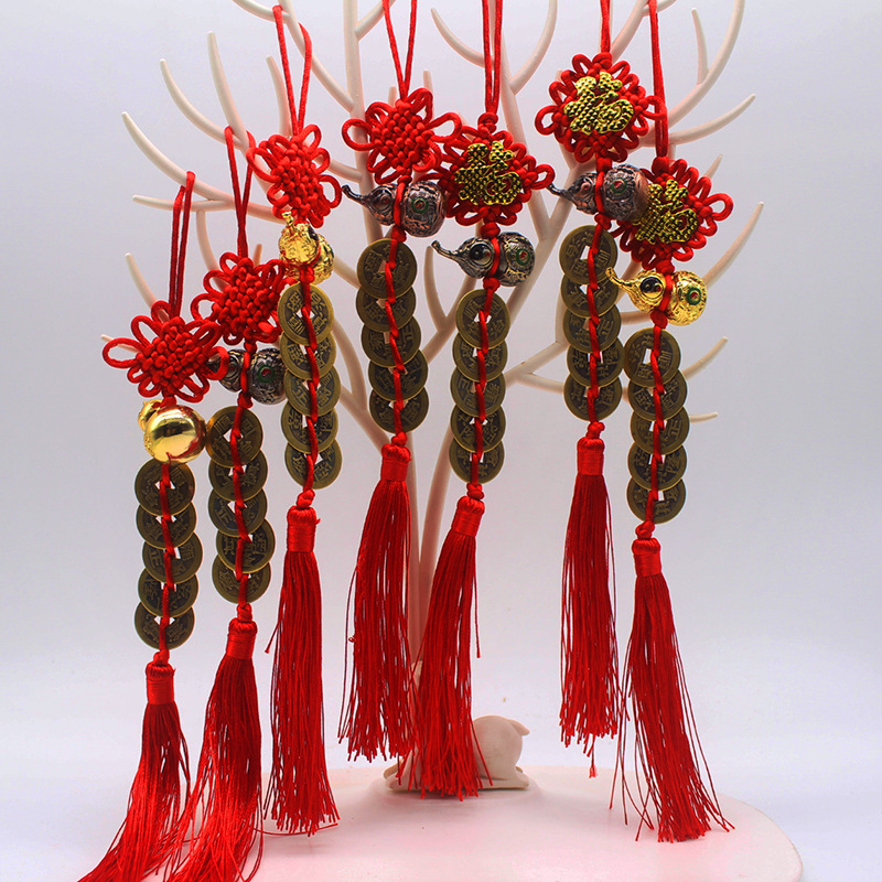 Cinnabar Fulu frosted gold gourd pendant, painted bagua metal gourd pendant, black copper five-emperor coin gourd pendant pic 18