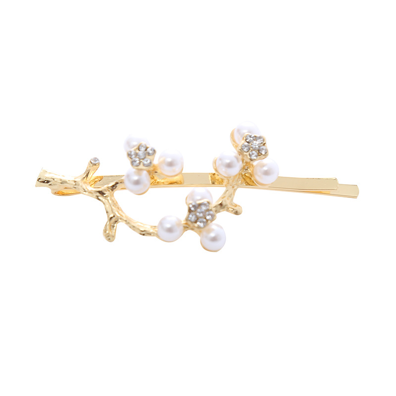 New Korean style forest-themed tree branch pearl rhinestone hair clip for women, simple and fashionable bangs clip, sweet hair accessory factory price wholesale pic 7