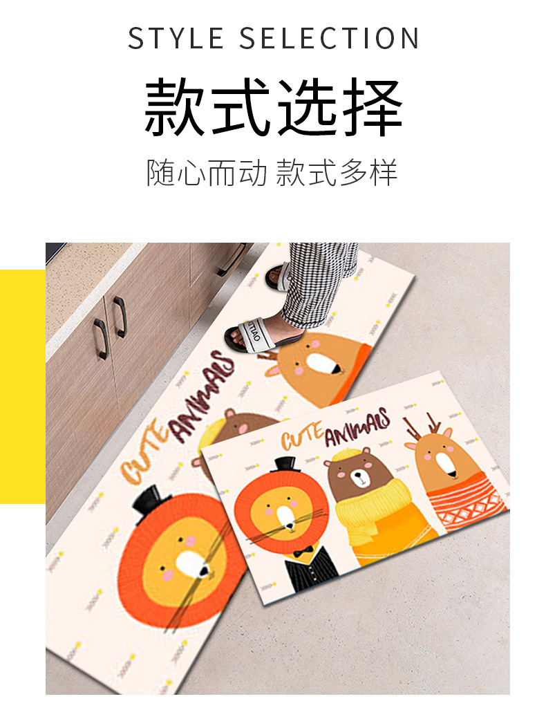卡通3D印花厨房垫餐厅可爱浴室吸水地垫网红玄关门垫床边毯飘窗垫详情6