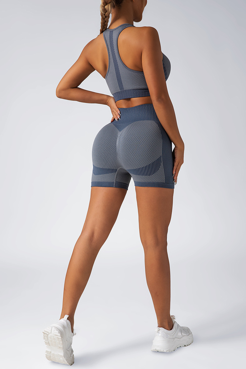 提臀三分瑜伽短裤背心套装高腰健身跑步紧身裤瑜伽服运动内衣女详情13