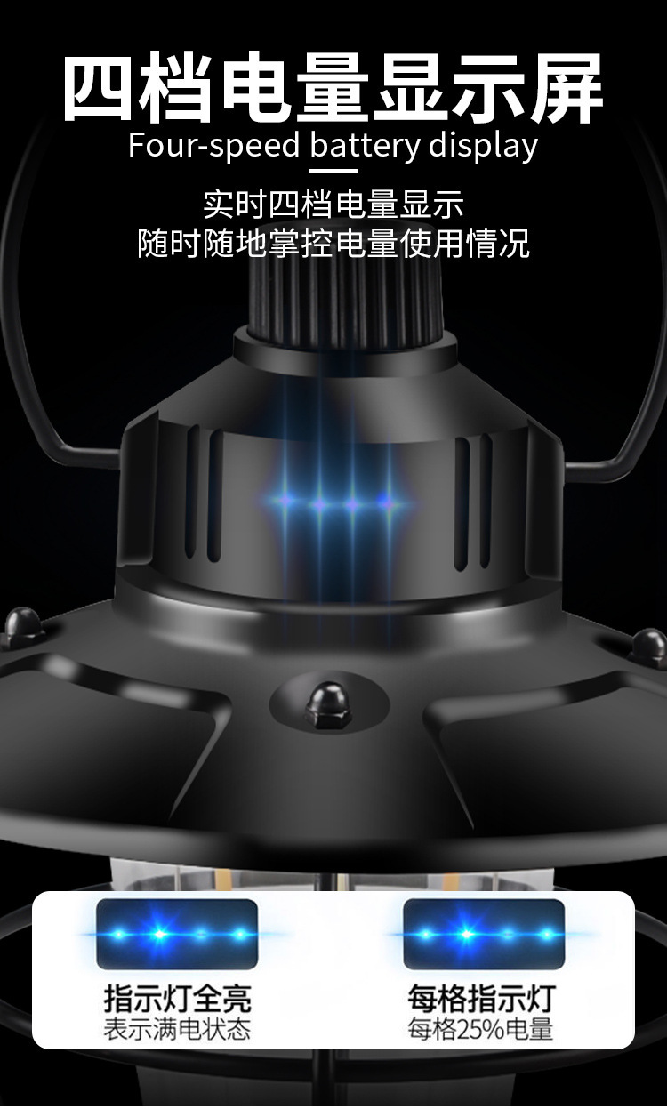 usb charging retro camping lamp, outdoor strong light portable tent lamp, nostalgic ironwork hand-held camping lamp, horse lantern pic 12