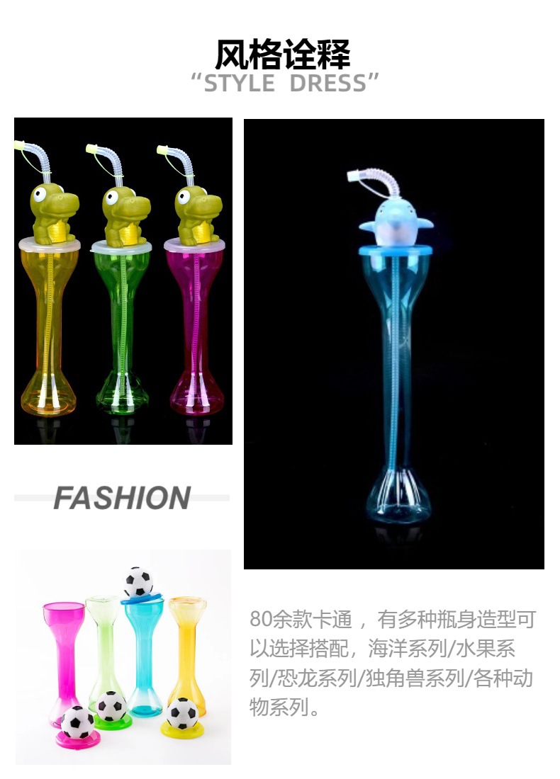厂家直购批发大哑铃600ML一次性吸管葫芦杯狗骨头吸塑杯可印LOGO详情16