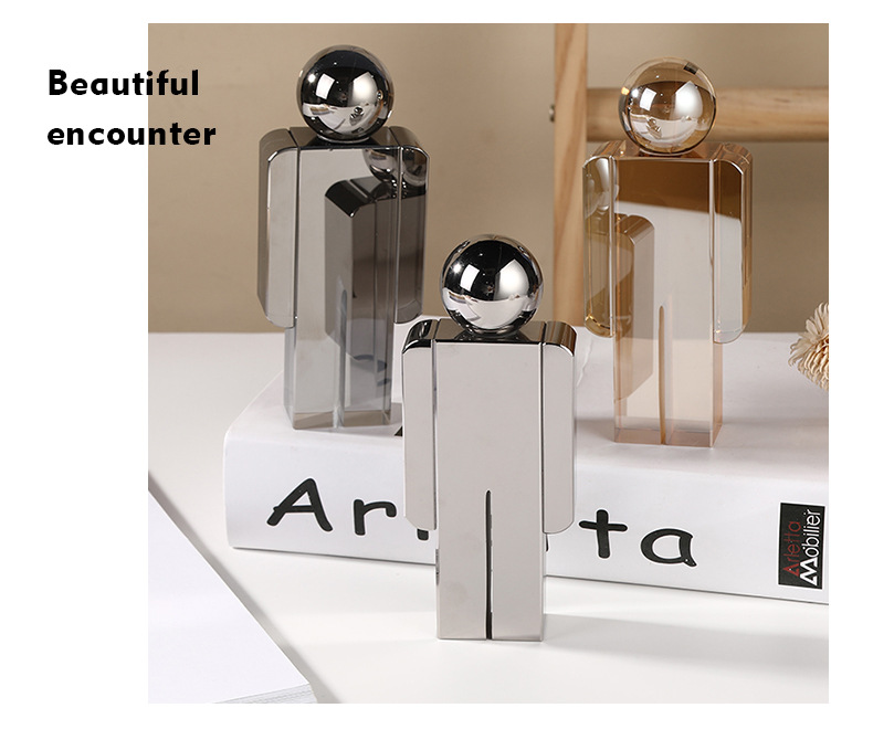 现代简约几何金属水晶分子球摆件样板间客厅玄关桌面装饰品工艺品详情15