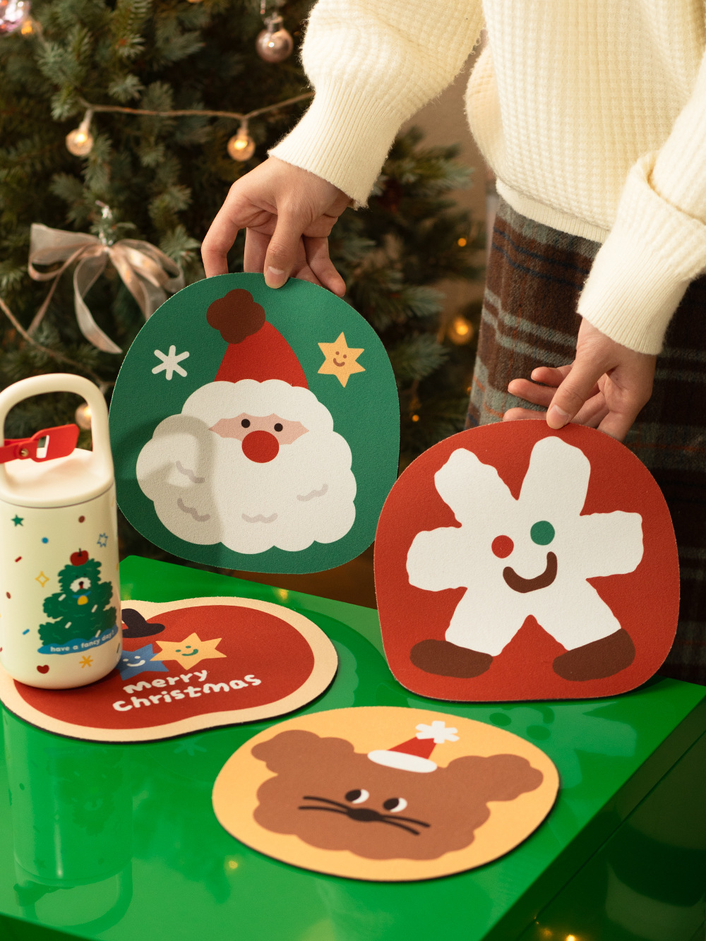 圣诞节老人硅藻泥隔热垫防烫垫桌垫多功能鼠标垫台面垫子布置用品详情16