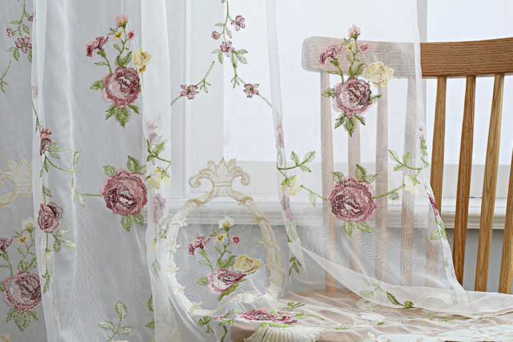 Cross-border exclusive Amazon curtain finished products, American-style embroidered window screens, small curtains, semi-blackout curtains, fabric wholesale pic 22