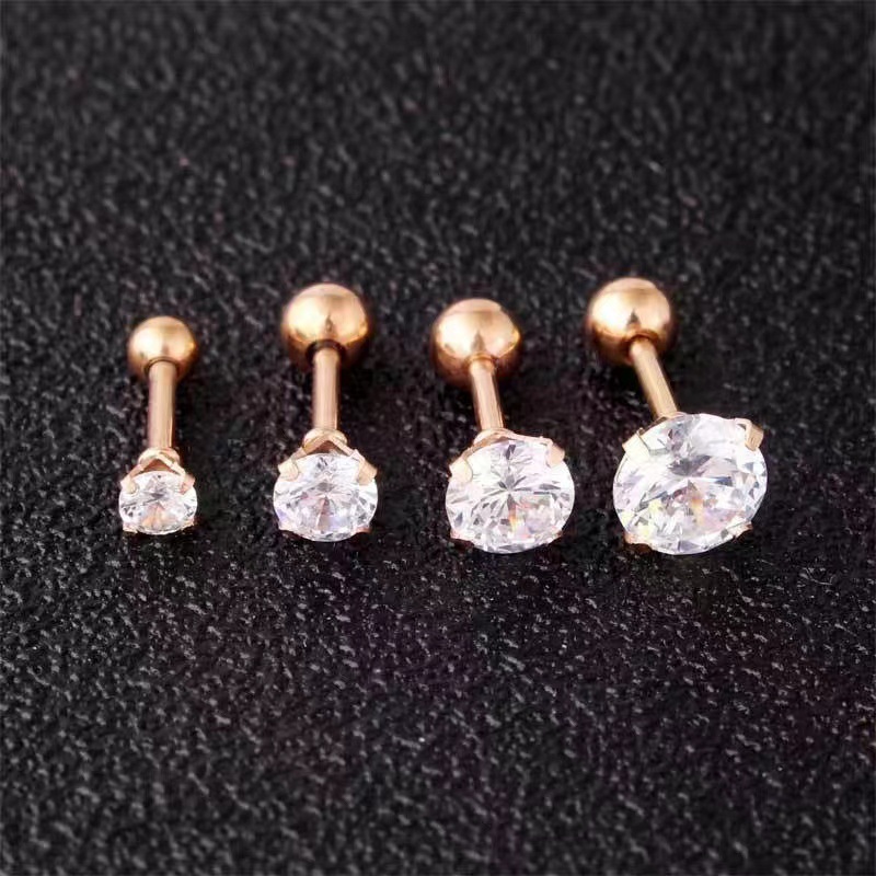 韩版金属螺纹时尚4爪锆石钛钢简约个性耳饰耳钉耳骨钉饰男女通用详情6