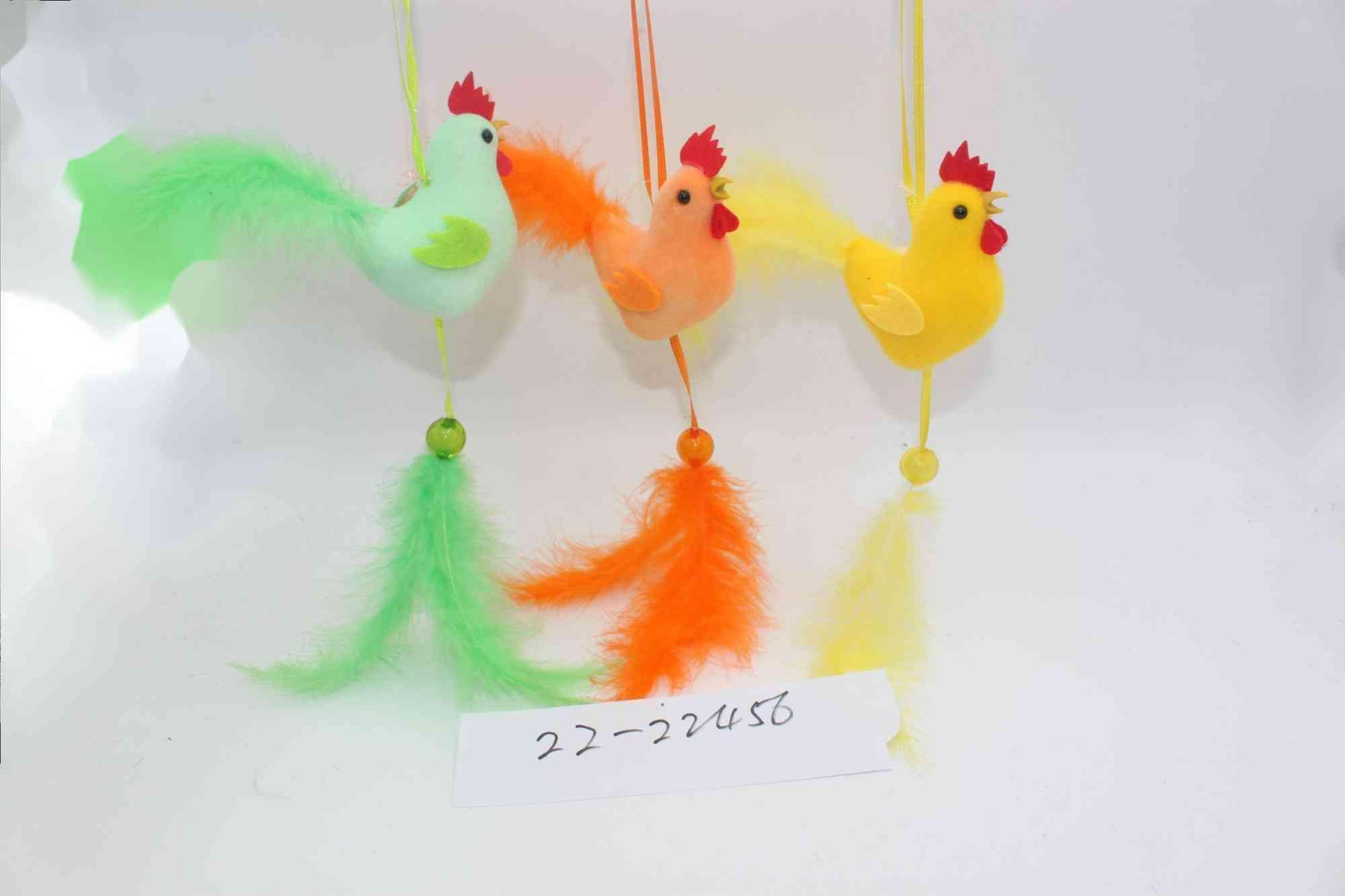 The 2023 Easter new feather pendant with velvet and gold powder, featuring cute and realistic chicks and rabbits, is a bestseller pic 1