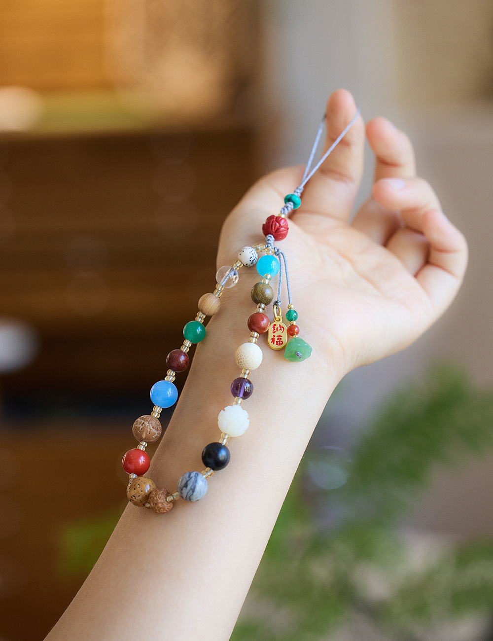 Eighteen Sons Multi-Treasure Bodhi Mobile Phone chain, mobile phone lanyard, pendant, Chinese-style short key chain, Bodhi seed pendant pic 9