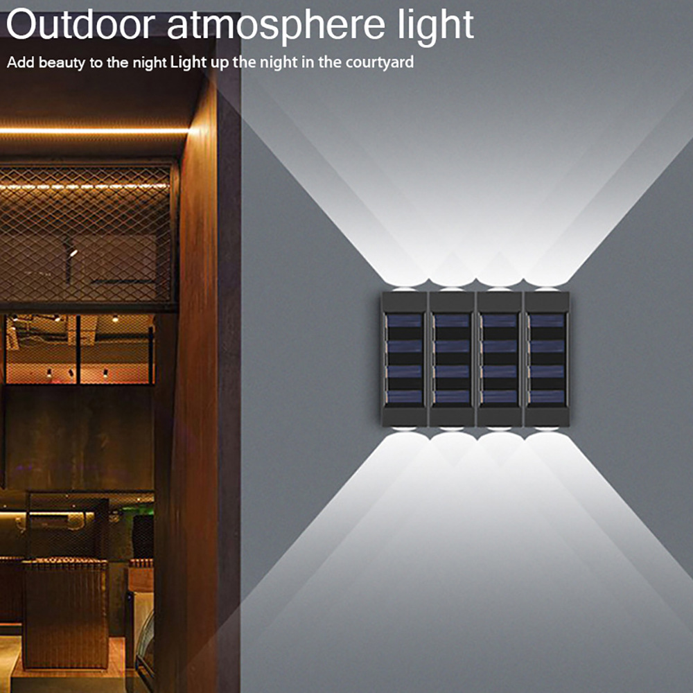New type of top and bottom light-emitting, spliced solar wall lamp, outdoor courtyard, outdoor waterproof wall-washing lamp factory direct sales pic 8