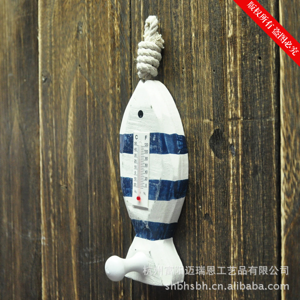 促销地中海实木挂钩 温度计 家居挂件 海洋壁挂 衣帽钩 MA09019详情37