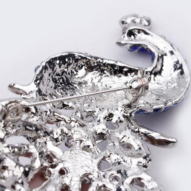 现货胸针 女奢华孔雀胸花别针 镶水钻动物胸针服装艺术品配饰批发详情7