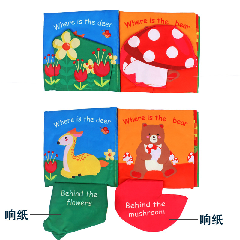 Tail cloth books, toy books, baby cloth books, sound paper enlightenment books, black and white red cloth books pic 25
