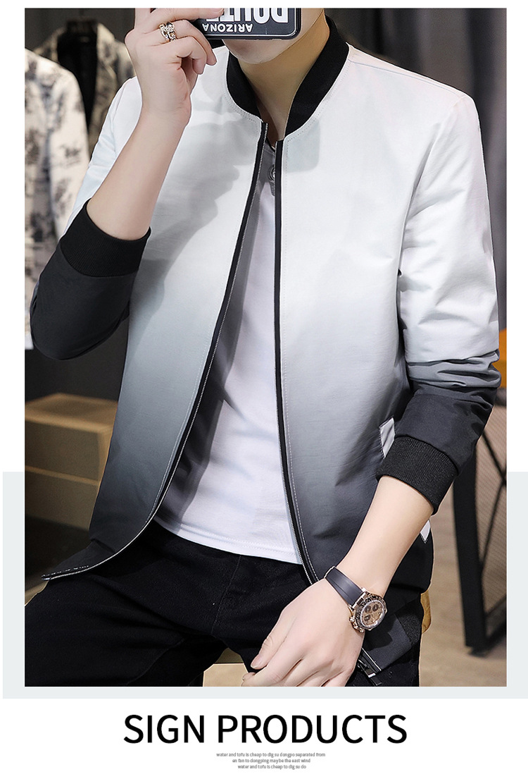 Comercio exterior primavera/otoño 2022 chaqueta versátil para hombres versión coreana slim fit baseball wear tendencia para hombres gradiente de estilo casual abrigos pic 22