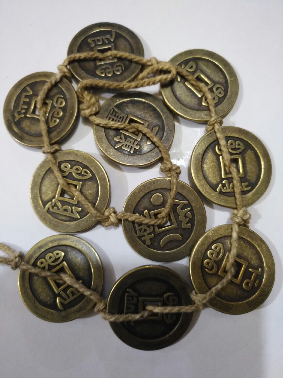 麻绳仿古铜钱串五帝钱铜钱黄铜做旧仿古挂件钱币铜钱详情4