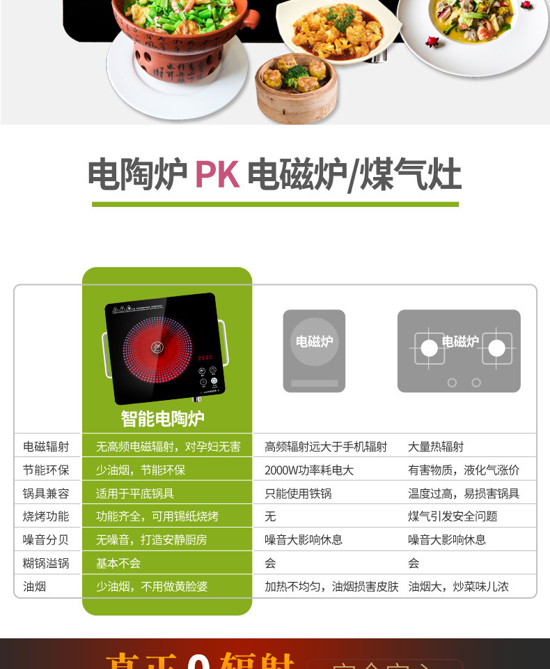 电陶炉智能不挑锅2200W触摸屏大功率家用电热火锅炉茶炉子详情4