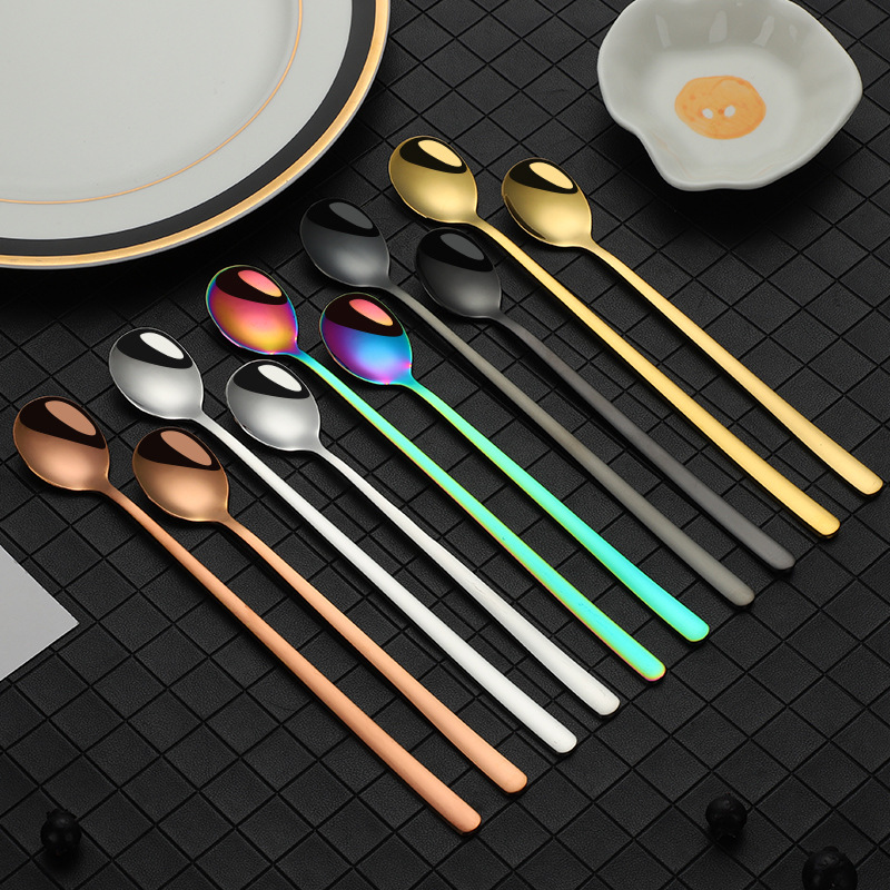 304不锈钢勺子高颜值家用咖啡勺长柄搅拌勺甜品勺加厚燕窝蜂蜜勺详情17