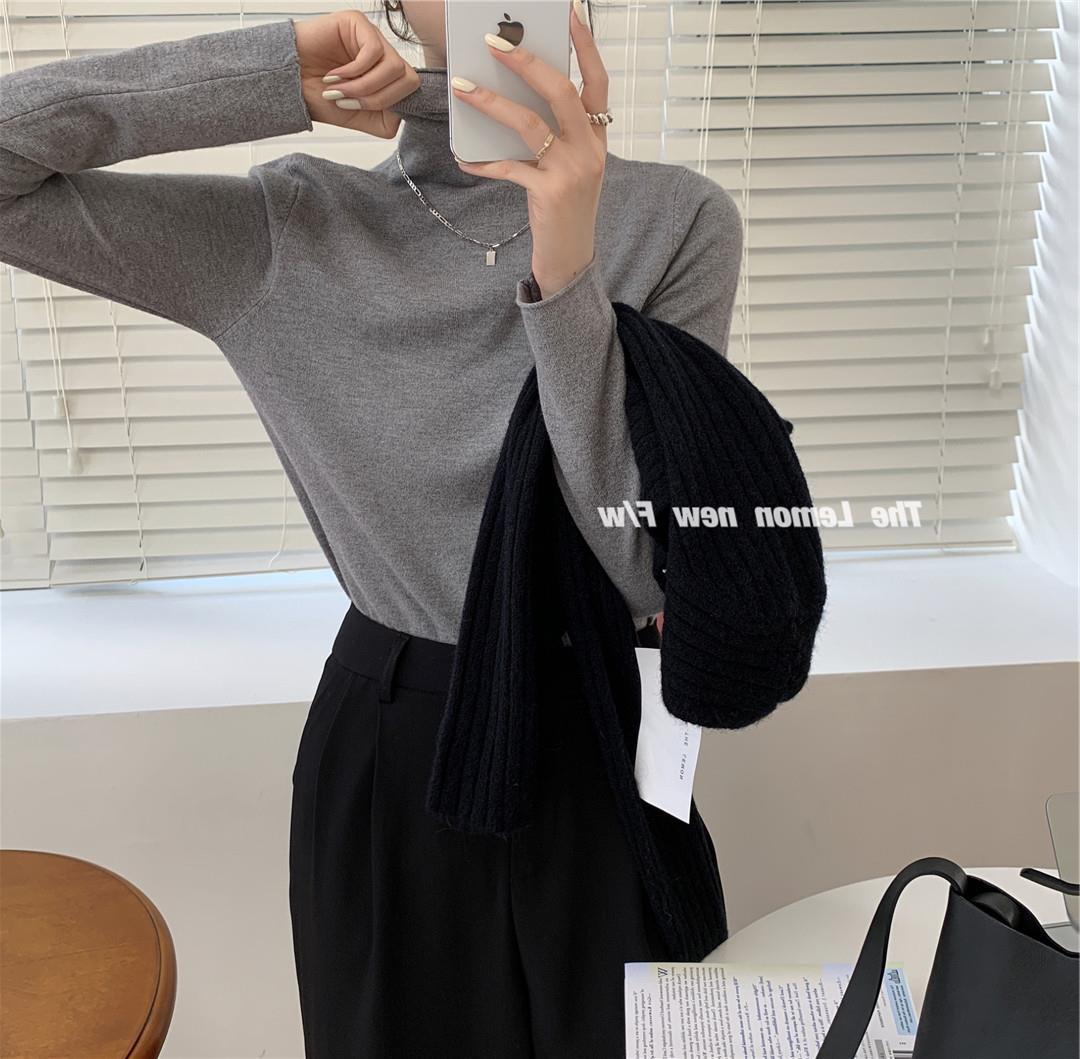秋冬新款女装高领卷边打底衫糖果色修身保暖基础款仿羊绒衫毛衣女详情88